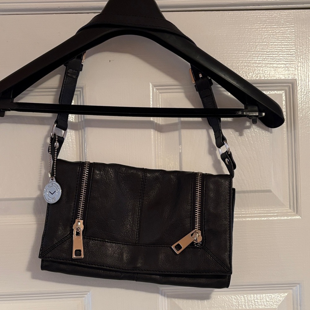 Via Spiga Black Crossbody Bag with Zipper Accents